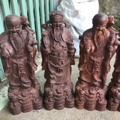 Bộ tượng phật tam đa phúc lộc thọ bằng gỗ cẩm kt cao 30×11×9vm