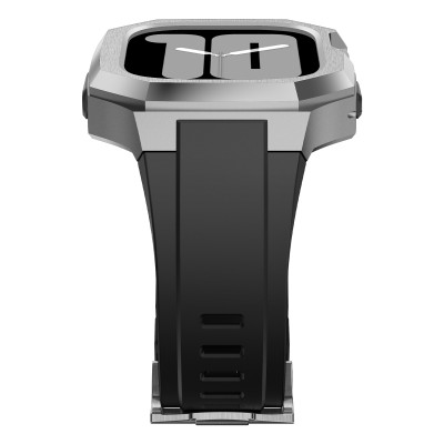 Ốp Case Vỏ Thép Không Gỉ bảo vệ tích hợp dây đeo Fluororubber cho Apple Watch Ultra / Apple Watch Ultra 2 49mm - Hàng Chính Hãng