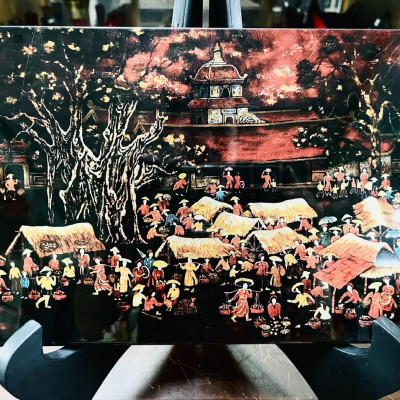 Tranh sơn mài - vẽ màu kết hợp dát vàng/ bạc Thanh Bình Lê, hàng xuất khẩu 20x30 cm