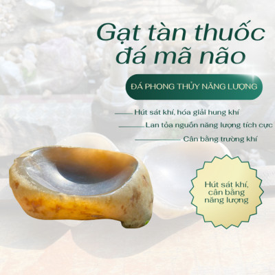 Gạt tàn thuốc đá mã não NHASAN GTT02 Sang Trọng & Độc Đáo nặng 500gr (KT: 9 x 12cm)