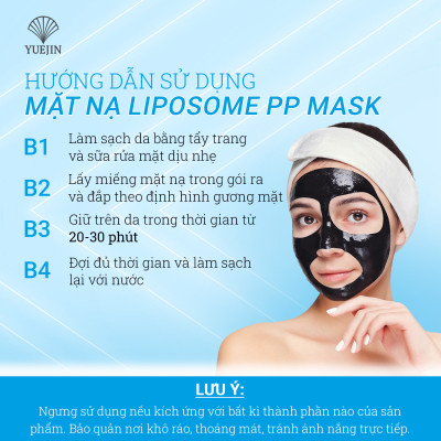 Hộp 10 miếng mặt nạ Đen phục hồi da Liposome PP Yuejin - Mặt nạ nuôi dưỡng tế bào, phục hồi nhanh, cấp ẩm, tái sinh cho da
