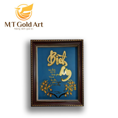 Tranh chữ bình an thư pháp dát vàng 24k(35x55cm) 24k MT Gold Art- Hàng chính hãng, trang trí nhà cửa, phòng làm việc, quà tặng sếp, đối tác, khách hàng, tân gia, khai trương 