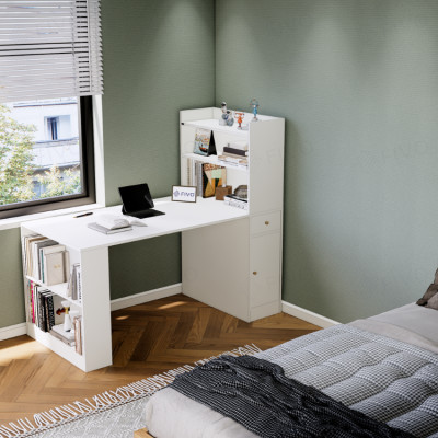 Bàn Học, Bàn Làm Việc Kết Hợp Kệ Sách FD04 FIVO, Gỗ Chống Ẩm Cao Cấp, Lắp Ráp Đơn Giản, Thiết Kế 3 Trong 1.