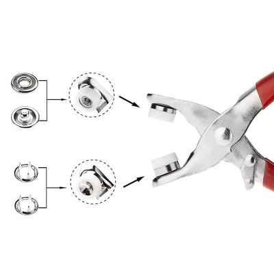 Cây Kìm Bấm Cúc Vành Áo Kim Loại Đa Năng Bộ Kìm Bấm Khuy Kèm 100 Cúc Bấm 9.5mm, Khoen Quần Áo Tiện Lợi