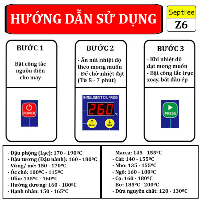 Máy ép dầu ăn thực vật, dùng trong gia đình. Thương hiệu Mỹ cao cấp Septree - Z6 - HÀNG CHÍNH HÃNG 