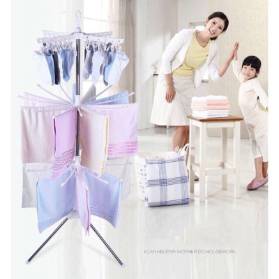 Cây Sào Phơi Đồ Inox Thông Minh Gấp Gọn Đa Năng 3 Tầng Treo Đồ Cho Trẻ Em, Bé Sơ Sinh Giao Màu Ngẫu Nhiên
