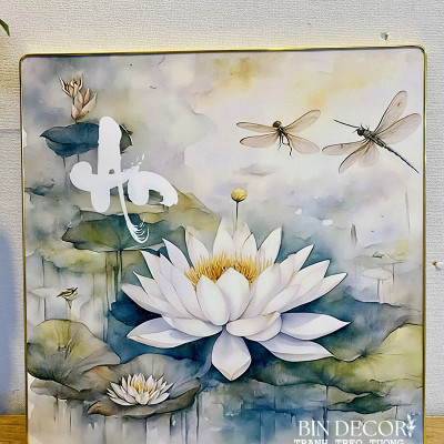 (ẢNH THẬT) Tranh treo tường văn phòng bộ 5 tấm có sẵn khung kèm đinh treo