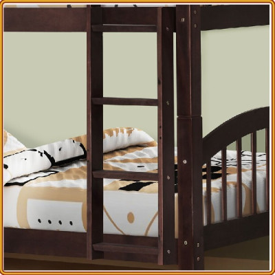 Giường 2 tầng Tundo màu nâu cầu thang treo 