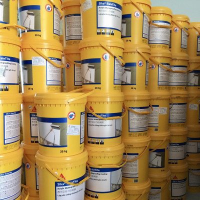 Sơn chống thấm vách tường ngoài trời, chống thấm máng xối lộ thiên - Sika RainTite Grey (thùng 20kg)