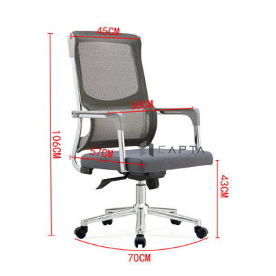 Ghế nhân viên lưới cố định CE4509-M Nội thất Capta  Khung nhựa thép lưng lưới nệm vải màu đen màu xám tay ghế thép chân thép mạ nhập khẩu chrome official chair hcm