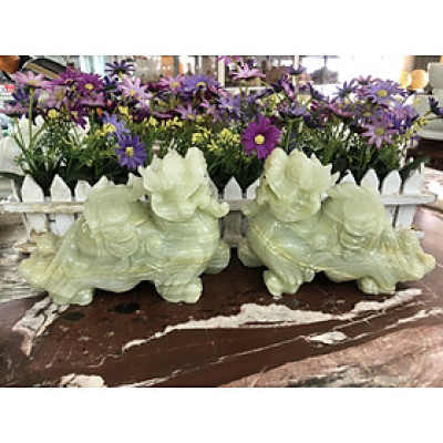 Cặp Tỳ Hưu phong thủy đá ngọc Onyx - Dài 20 cm