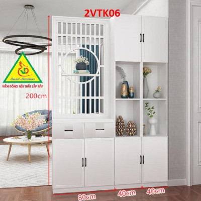Tủ kệ trang trí kiêm vách ngăn phòng khách , nhà bếp 2VTK06 - Nội thất lắp ráp Viendong Adv