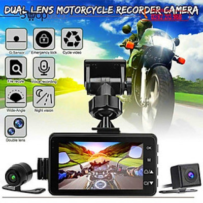 Camera Hành Trình Xe Máy 2 Mắt FHD 1080P MH IPS 3.0 Inch IP68/Night Vision/32GB - Ghi Hình Cùng Lúc Trước Và Sau Xe