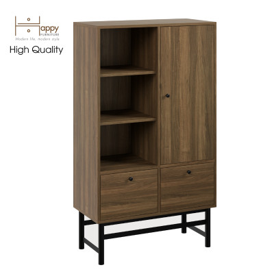 [Happy Home Furniture] CATY , Kệ sách 2 ngăn kéo 1 cửa mở - chân sắt ,  80cm x 39cm x 140cm (DxRxC), KSA_024
