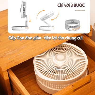 Quạt đứng tích điện P2000 thông minh không dây, điều khiển từ xa có đèn ngủ, gấp gọn lưu trữ tiện lợi, linh hoạt xoay quay tự động, hàng chính hãng