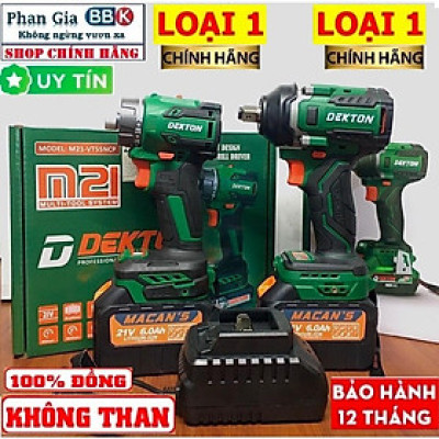 Combo·Máy Bắn Vít/Máy Bulong Dekton 550 N.m Bộ 2 Pin 15 CELL chính hãƞg