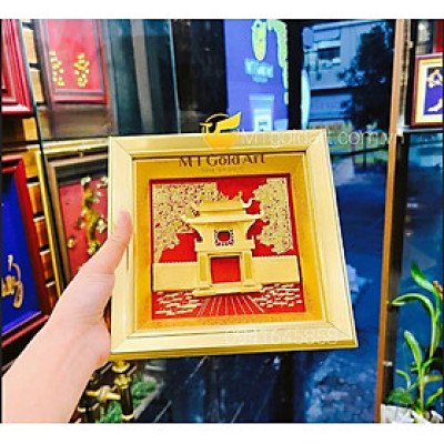 Tranh văn miếu Quốc Tử Giám( 20 x 20cm ) dát vàng MT Gold Art- Hàng chính hãng, trang trí nhà cửa, quà tặng sếp, đối tác, khách hàng.