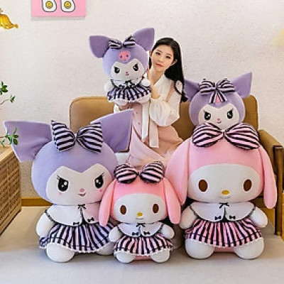 Thú nhồi bông Kuromi mặc váy đáng yêu - Size 50cm - Quà tặng gấu bông kuromi tím bánh bèo êm mịn.