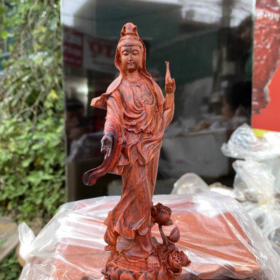Tượng phật bà quan âm bồ tát bằng gỗ trắc kt cao 18×6×7cm
