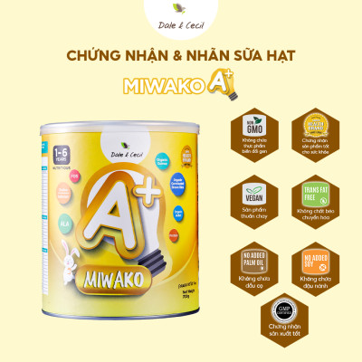 Combo 5 Hộp Sữa Công Thức Hữu Cơ Miwako A+ Vị Vani 700g (3.5Kg) Nhập Khẩu Malaysia, Sữa Hạt Cho Bé Từ 1-6 Tuổi Giúp Phát Triển Trí Não Chiều Cao