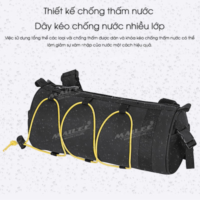 Túi đầu xe đạp tròn đa năng RZ-25 2.5 Lít cho xe đạp núi và đường phố, chống nước, vải POLYESTER, có quai đeo chéo - Mai Lee