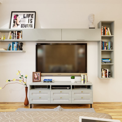 [Happy Home Furniture] ROTAN, Kệ TV 6 ngăn kéo - chân sắt , 150cm x 40cm x 57cm ( DxRxC), KTV_034