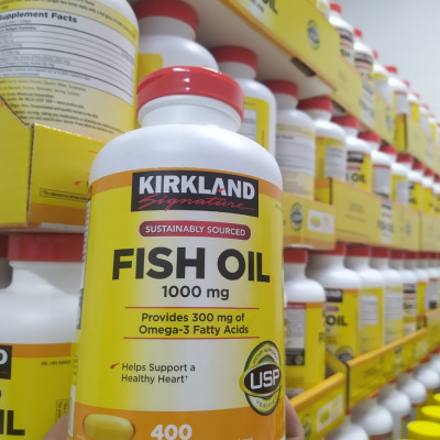 Thực phẩm bảo vệ sức khỏe Viên dầu cá Kirkland Signature Fish Oil 1000mg từ Mỹ, bổ sung Omega-3, DHA và EPA - 400 Viên