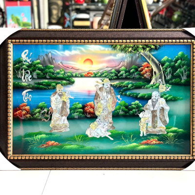  { SIÊU SALE } Tranh Sơn Mài - PHÚC LỘC THỌ | Khảm Cừ Cao Cấp | Size 50x80 cm
