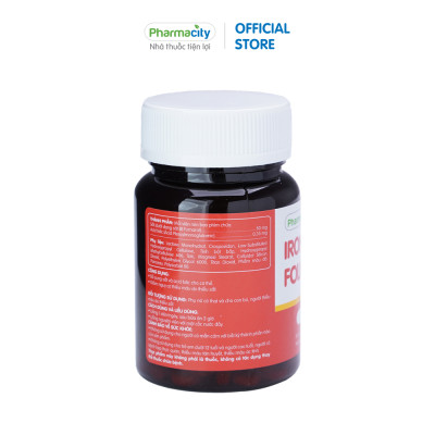 Viên bổ sung sắt và hỗ trợ giảm nguy cơ thiếu máu Pharmacity Iron + Folic Acid (Chai 60 viên)