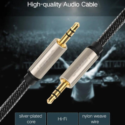 Ugreen UG40787AV125TK 15M màu Đen Cáp âm thanh 2 đầu 3.5mm dương đầu bọc kim loại cao cấp - HÀNG CHÍNH HÃNG