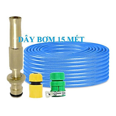 Vòi Xịt Rửa Xe️ Bộ dây vòi xịt nước rửa xe, tưới cây , tăng áp 3 lần, loại 15m 206587 cút sập, nối PE