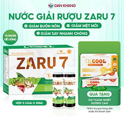 Nước Giải Rượu ZARU 7 Thanh Nhiệt Mát Gan Hỗ Trợ Giảm Mệt Mỏi, Nhức Đầu, Buồn Nôn Do Rượu Bia Hộp 5 Chai