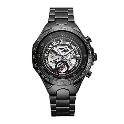 Đồng hồ cơ nam bán tự động Skeleton  Mặt số lớn lên dây cót