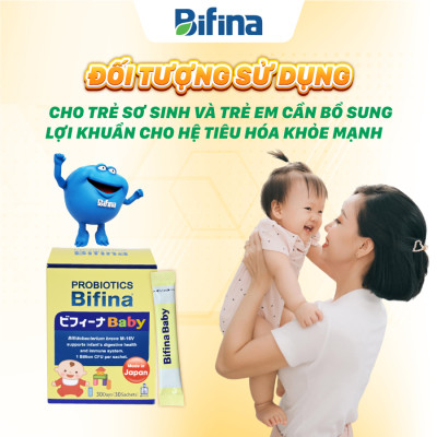 Men vi sinh Bifina Baby Nhật Bản – Hộp 30 gói – Hỗ trợ bổ sung lợi khuẩn cho trẻ sinh non, sinh mổ, dùng sữa công thức