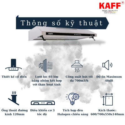 Máy hút mùi cổ điển inox 600mmm KAFF KF-638I - Hàng Chính Hãng