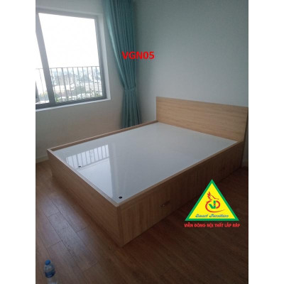 Giường ngủ gỗ MDF ( Không hộc kéo )- kiểu dáng đơn giản hiện đại VGN05