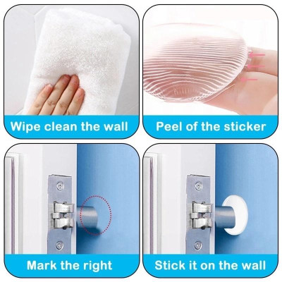 Miếng Đệm Trong Suốt Silicone, Chặn Cửa Dán Tường Không Cần Khoan, Chống Va Đập Cánh Cửa, Mềm Mại Và Siêu Dính. TakyHome 1700tron