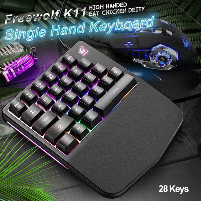 Bàn Phím Giả Cơ 1 Tay Free Wolf K11 Chuyên Game 28 Phím - Hàng Nhập Khẩu