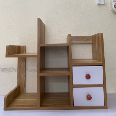 Kệ Sách Để Bàn Xương Rồng 2 Ngăn Kéo Mini Gỗ MDF Trang Trí Bàn Làm Việc Bàn Học 
