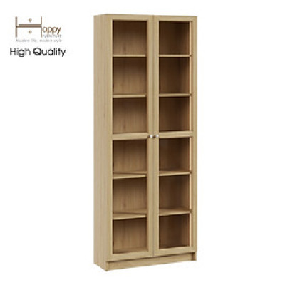 [Happy Home Furniture] CATY, kệ sách 6 tầng cửa kính tích hợp đèn LED, 80cm x 30cm x 202cm (DxRxC), KSA_010_LED