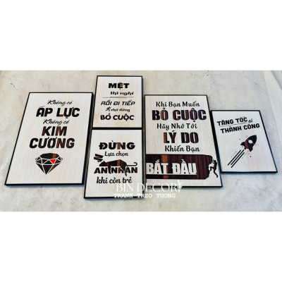 (ẢNH THẬT) Tranh treo tường văn phòng bộ 5 tấm có sẵn khung kèm đinh treo