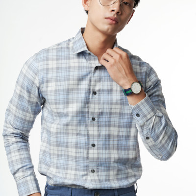 Áo Sơ Mi Caro Melange Nam Cotton Chống Nhăn Tự Nhiên Ninomaxx N&M 2110033