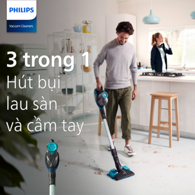 Máy hút bụi cầm tay không dây Philips dạng cán 3 trong 1 SpeedPro Aqua Thương hiệu Hà Lan cao cấp FC6730/81 - HÀNG NHẬP KHẨU, BẢO HÀNH 12 THÁNG