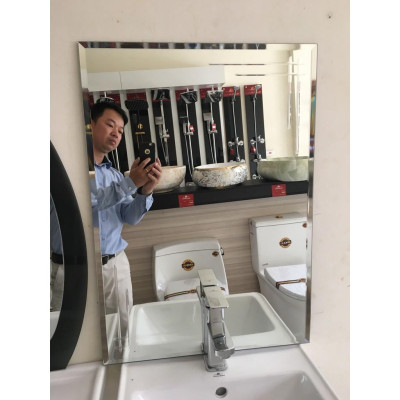 Gương chữ nhật treo tường phòng tắm, hình ảnh chân thật 3D 600x450 mm