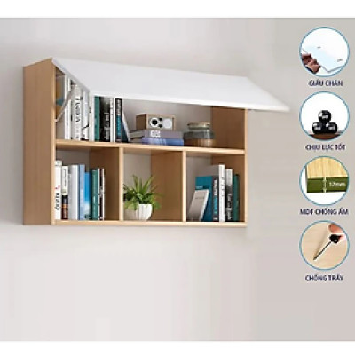 Tủ Sách Văn Phòng Treo Tường 3 Ngăn Có Cánh Tundo CTKT706 KT 100x65x24cm