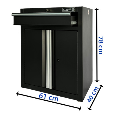 Tủ dụng cụ CSPS 61cm - 01 hộc kéo màu đen, tay cầm trắng kèm chân tăng chỉnh
