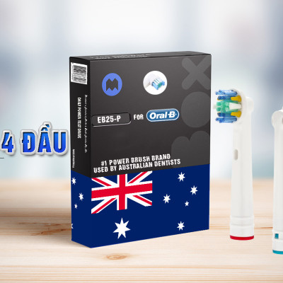 Cho máy Oral B Braun, bộ 4 Đầu Bàn Chải đánh răng điện thay thế MIHOCO EB25-P New Floss Action, đánh tan mảng bám, cao răng, làm sạch vết ố