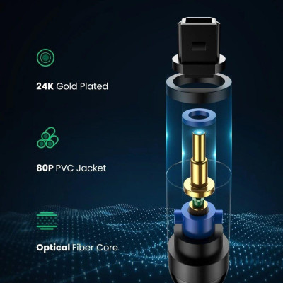 Ugreen UG70891AV122TK 1.5M cáp quang Toslink Optical đầu mạ vàng 24k âm thanh 7.1 màu đen - HÀNG CHÍNH HÃNG
