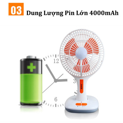 Quạt tích điện ông tây 2 trong 1, có đèn, 2 chế độ gió, kiêm sạc dự phòng gấp gọn - Hàng Chính hãng MINIIN (Giao màu ngẫu nhiên)