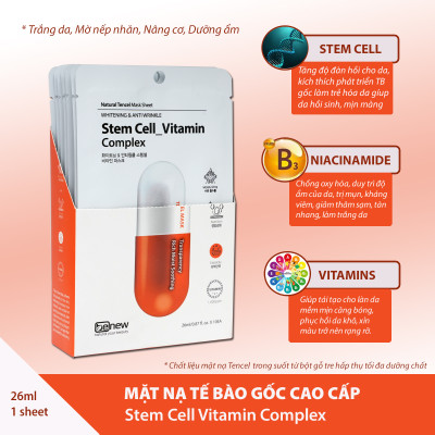 Hộp 10 miếng Mặt nạ Tế Bào Gốc Cao cấp BENEW - Stem Cell Vitamin Complex Hàn Quốc chính hãng